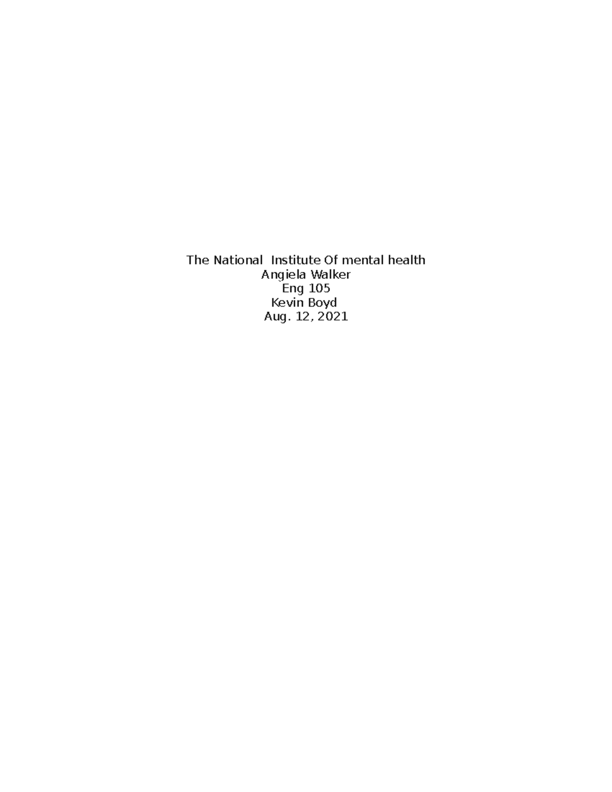 Writing Assignment on ADHD - The National Angiela Walker Institute Of ...