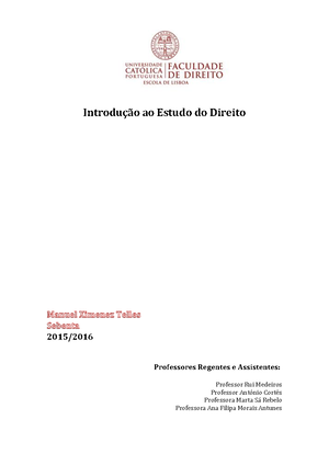 Resumos 1 Teste De Introdução Ao Estudo Do Direito - Introdução Ao ...