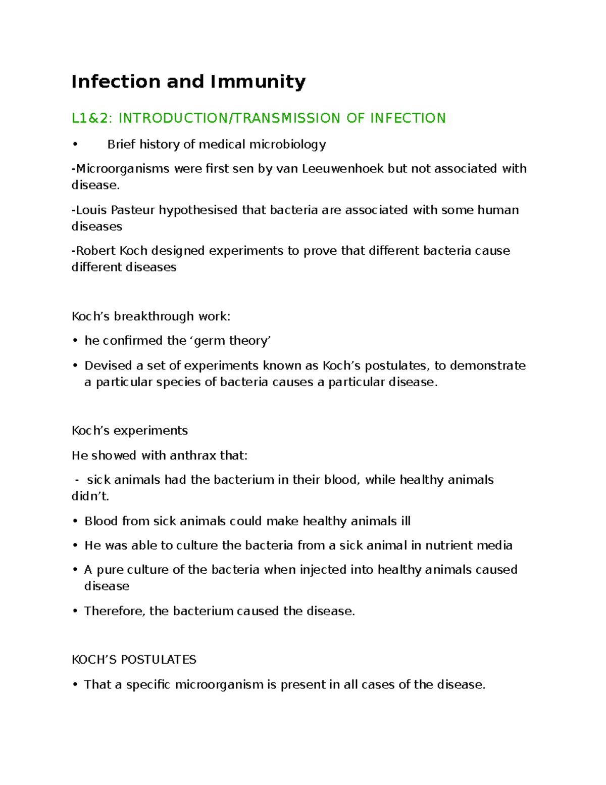 Infection And Immunity - Infection And Immunity L1&2: INTRODUCTION ...