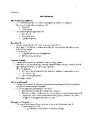Oct 6 Fin Notes From Ualbany Class Corp Finan Policy Studocu