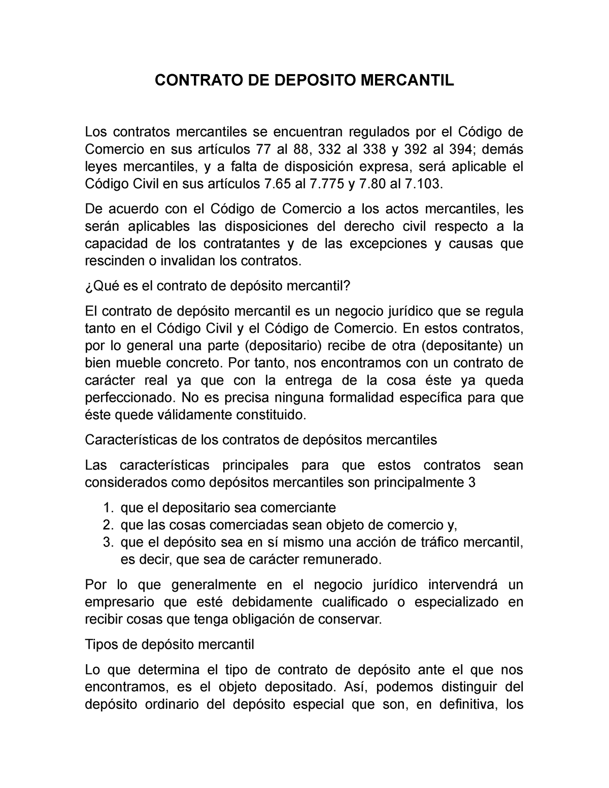 Modelo De Contrato De Depósito 7087