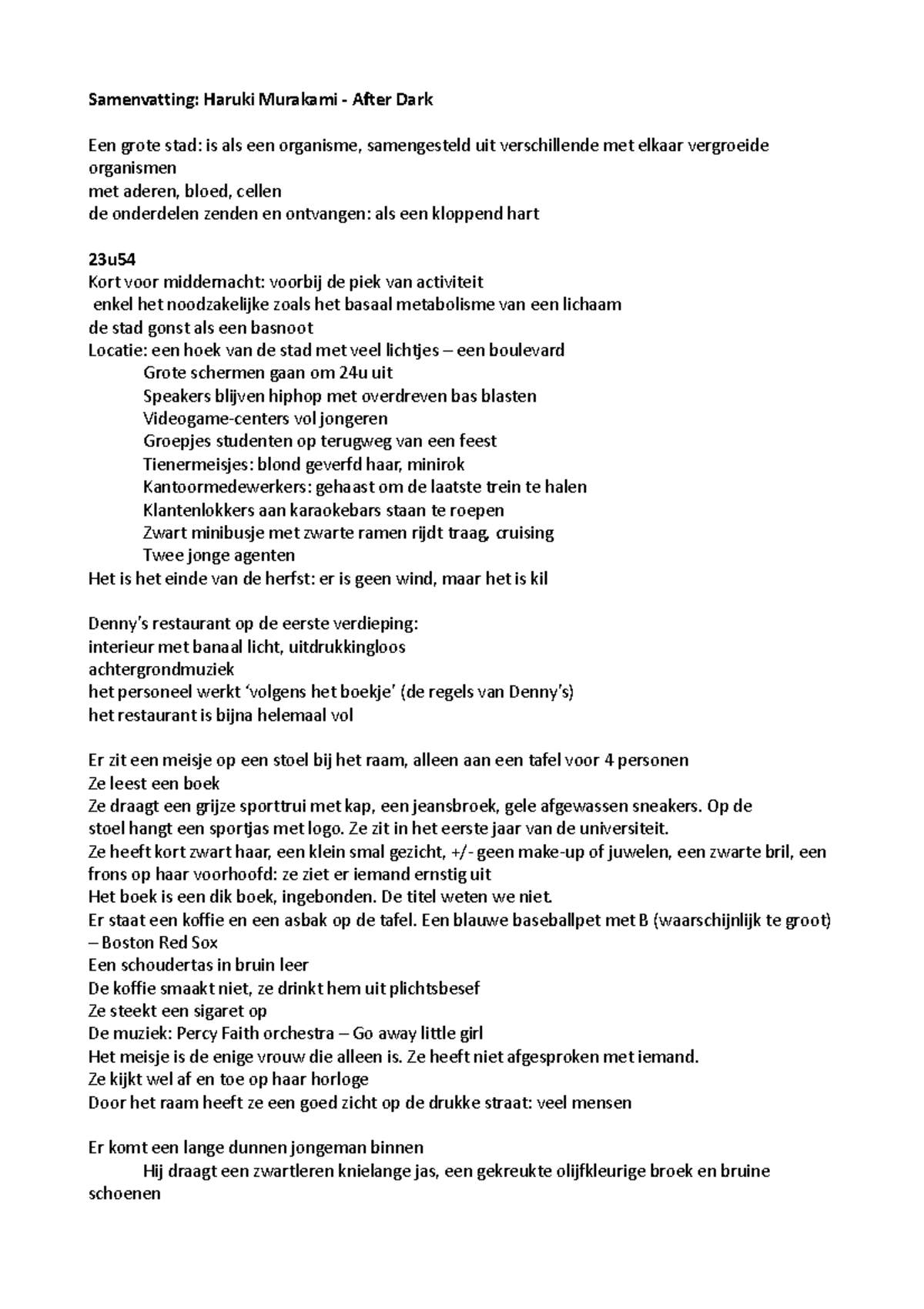 Samenvatting - Haruki Murakami - After Dark - Samenvatting: Haruki ...