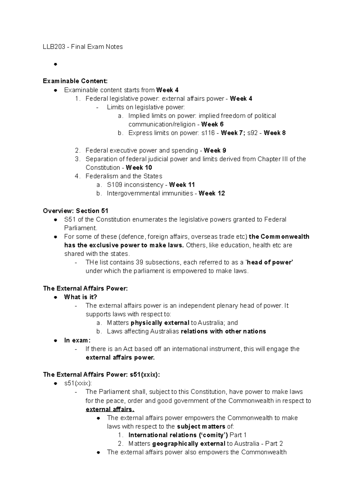 LLB203 - Final Exam Notes - LLB203 - Final Exam Notes Examinable ...