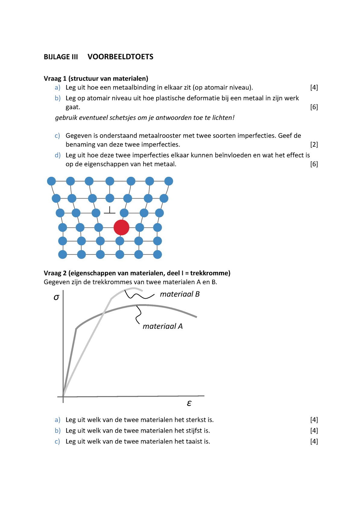 Oefentoets Materiaalkunde - BIJLAGE III VOORBEELDTOETS Vraag 1 ...