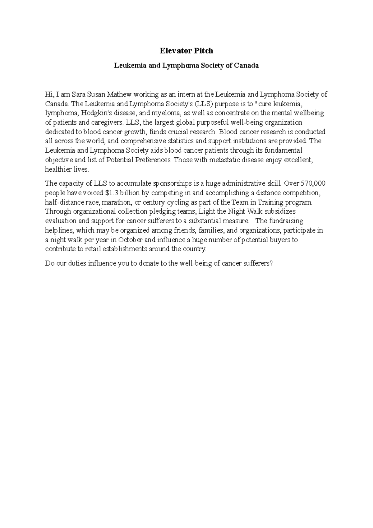 Elevator Pitch Mandatory Assignment For Writing For The Pr Elevator