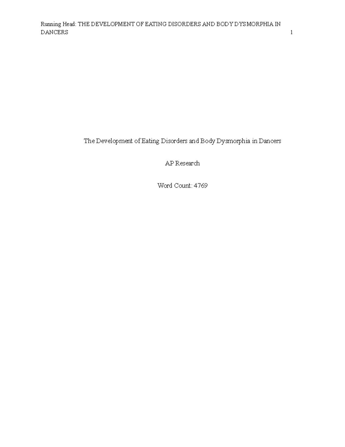 Final Academic PaperThe Development of Eating Disorders and Body