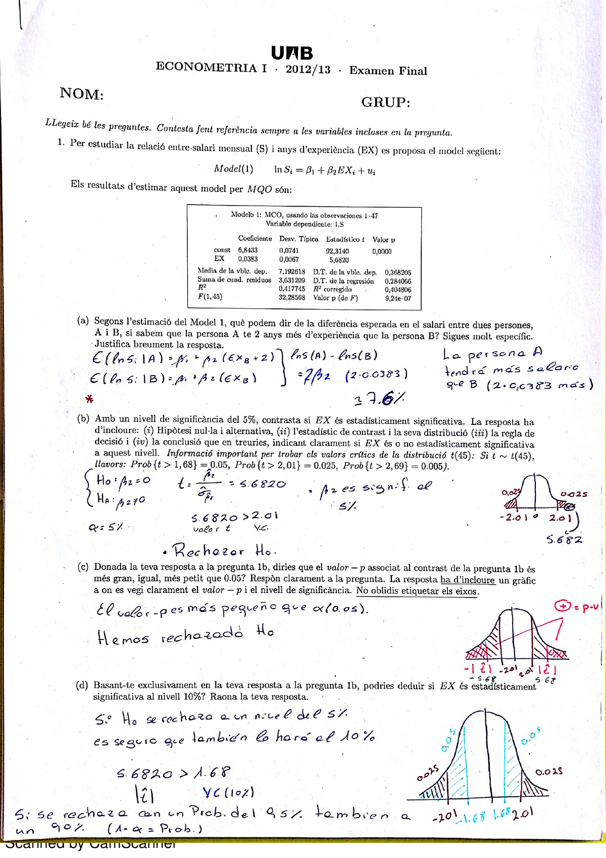 Econometria Examen Final 12 13 Resuelto Econometria Studocu