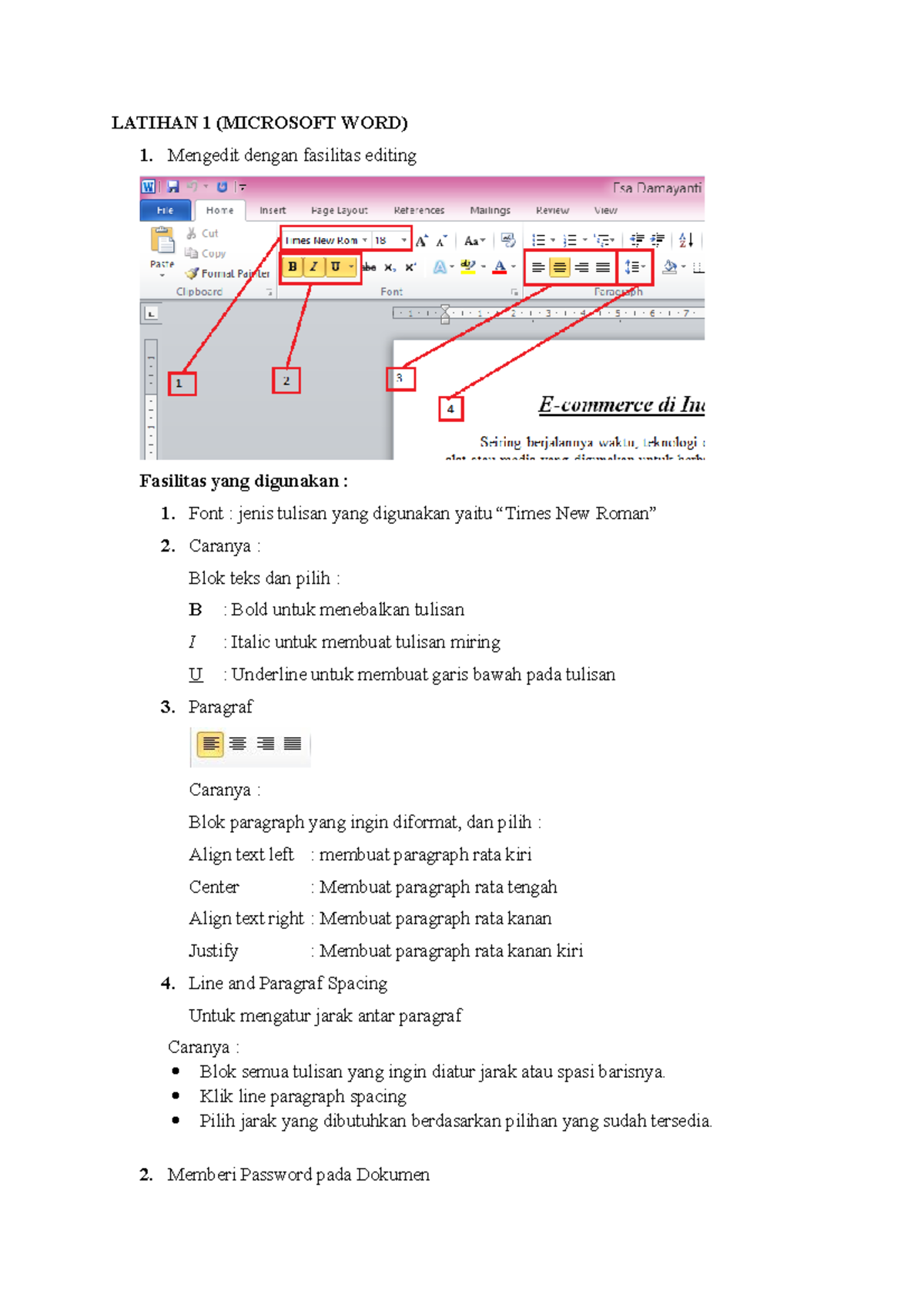 Latihan 1- Microsoft WORD - LATIHAN 1 (MICROSOFT WORD) Mengedit Dengan ...