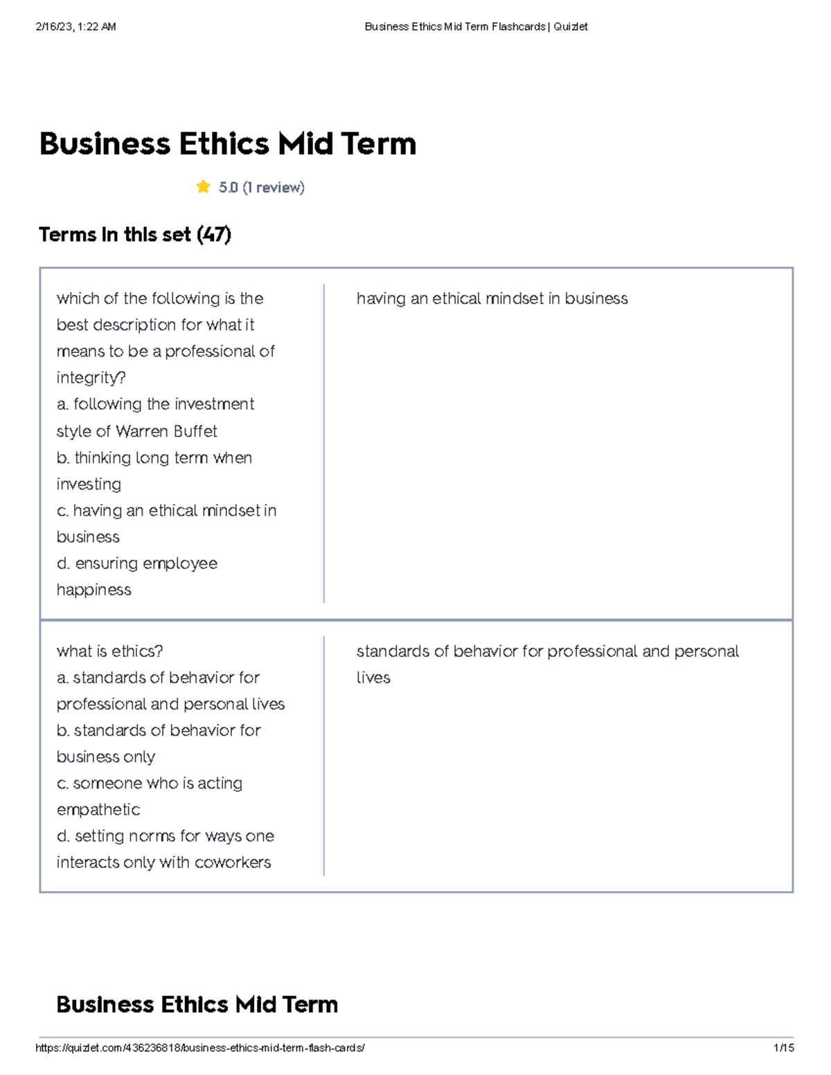 Business Ethics Mid Term Flashcards Quizlet - Business Ethics Mid Term ...