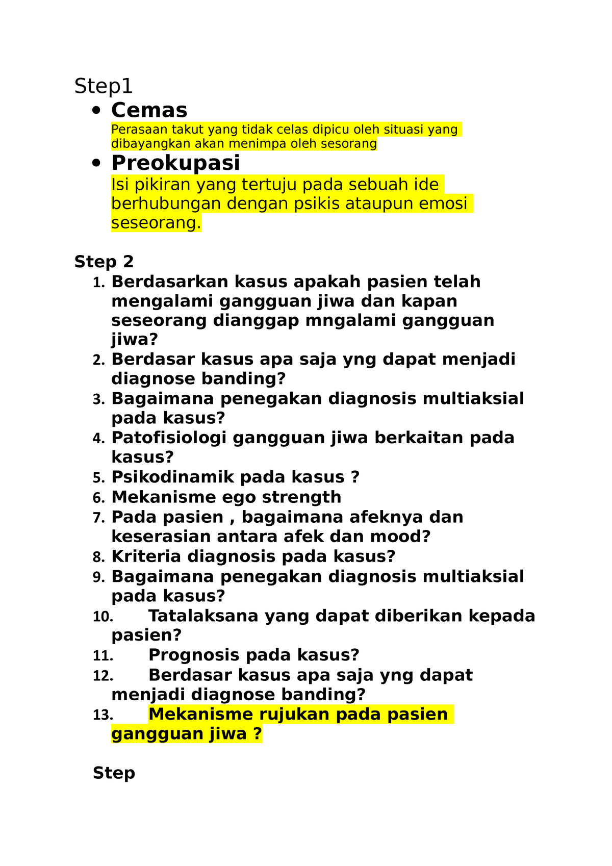 Pertanyaan Tutor Psikiatri Cemas - Step Cemas Perasaan Takut Yang Tidak ...