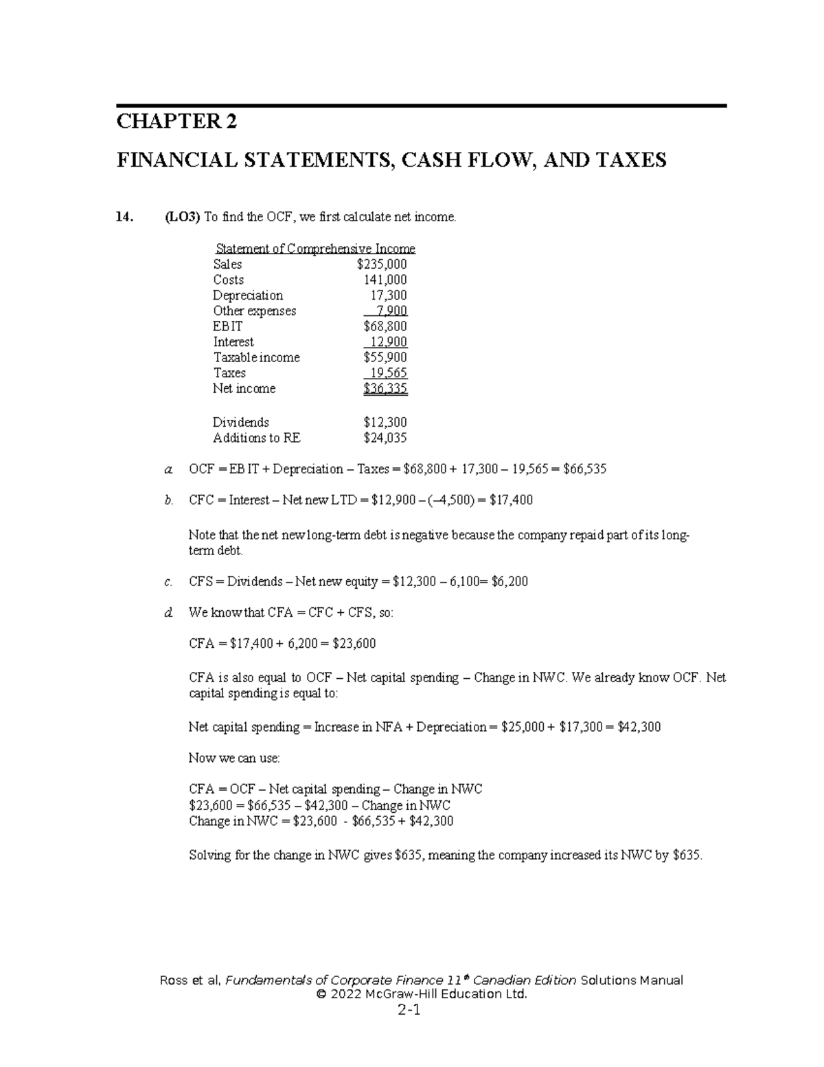 Solutions to Discussion 2 - CHAPTER 2 FINANCIAL STATEMENTS, CASH FLOW ...