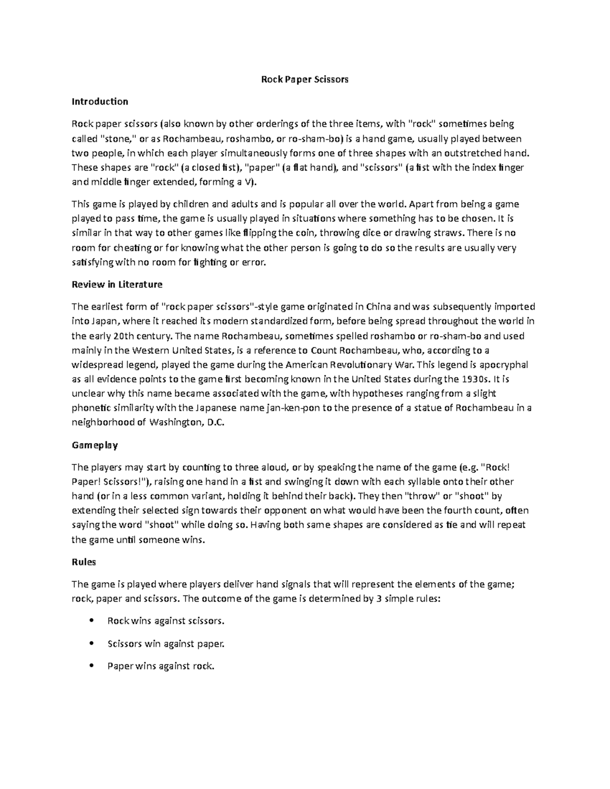 Rock Paper Scissors game - Rock Paper Scissors Introduction Rock paper ...