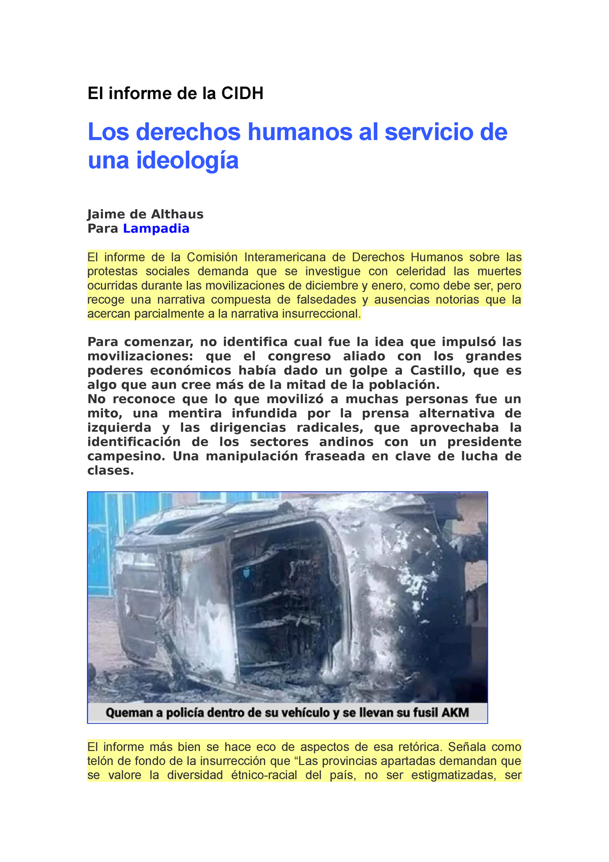 El Informe De La CIDH Los Derechos Humanos Al Servicio De Una Ideología ...