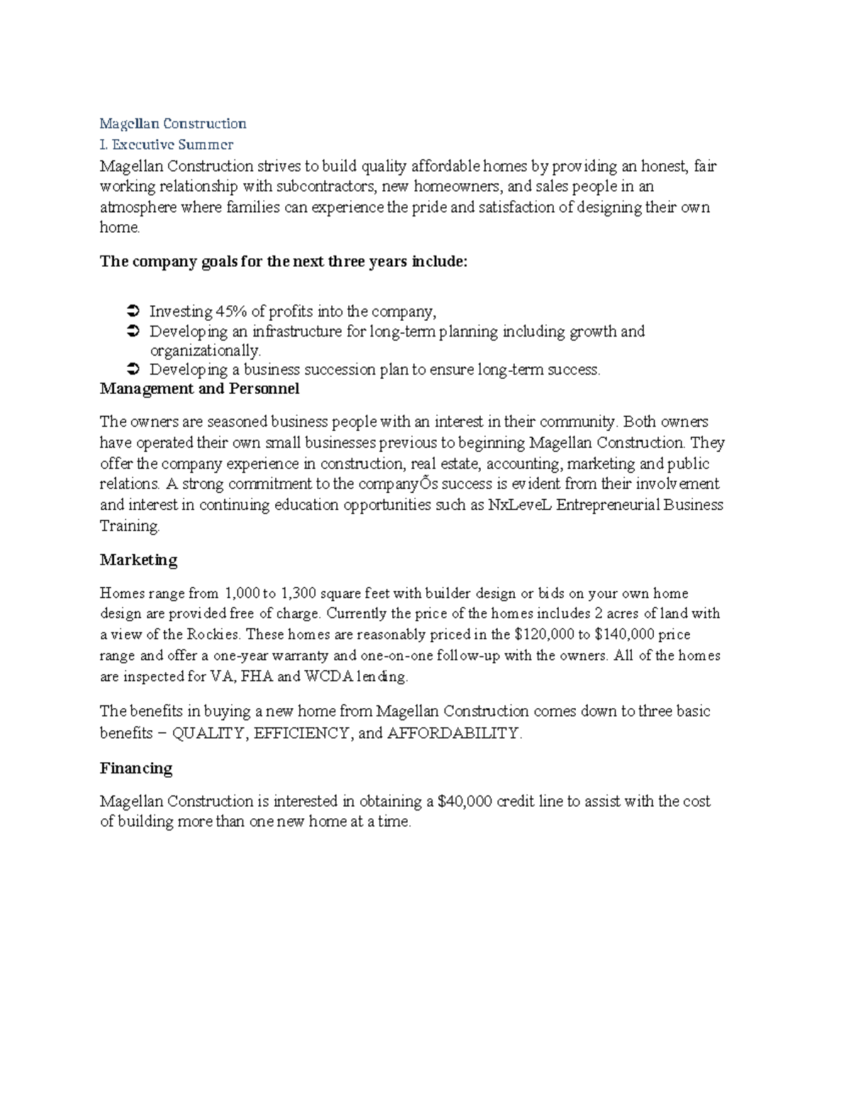 Magellan Construction Executive Summer Magellan Construction strives