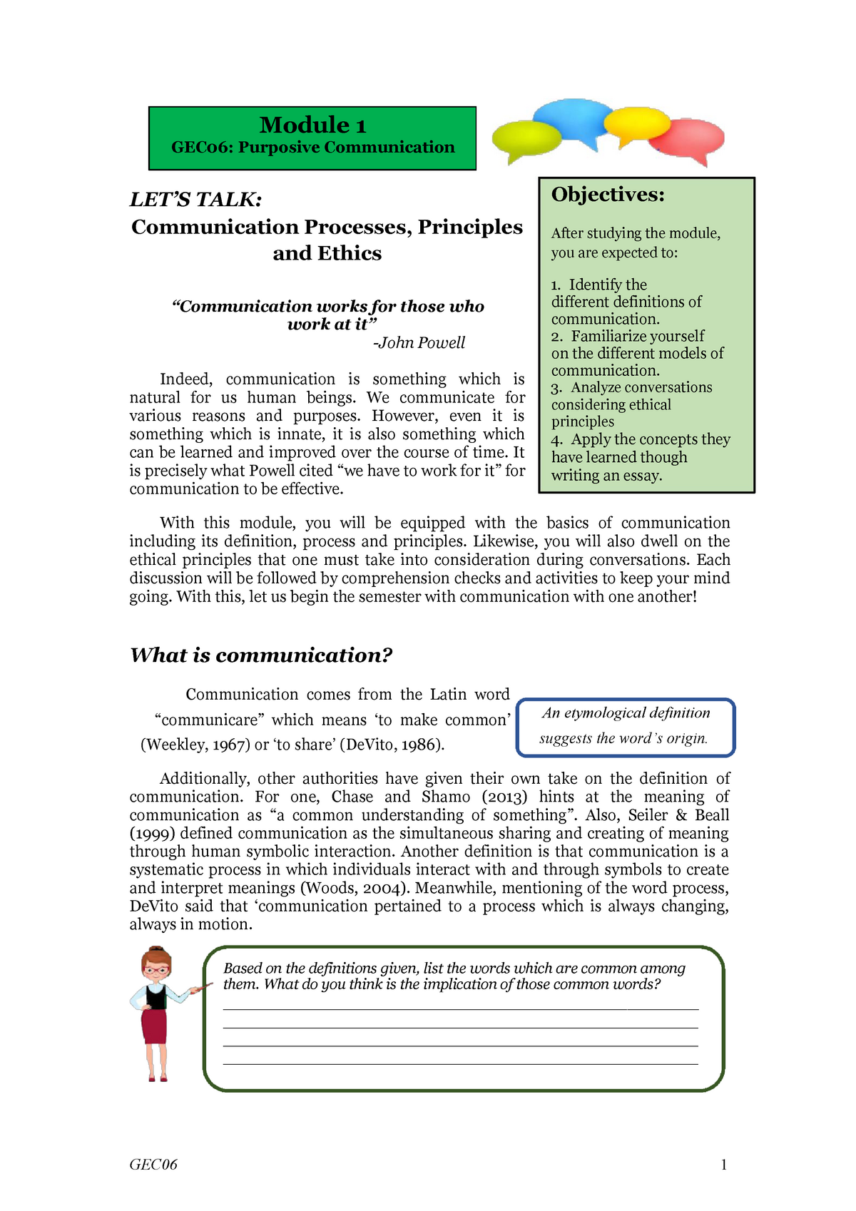 GEC06 - For Information - Module 1 GEC06: Purposive Communication LET’S ...