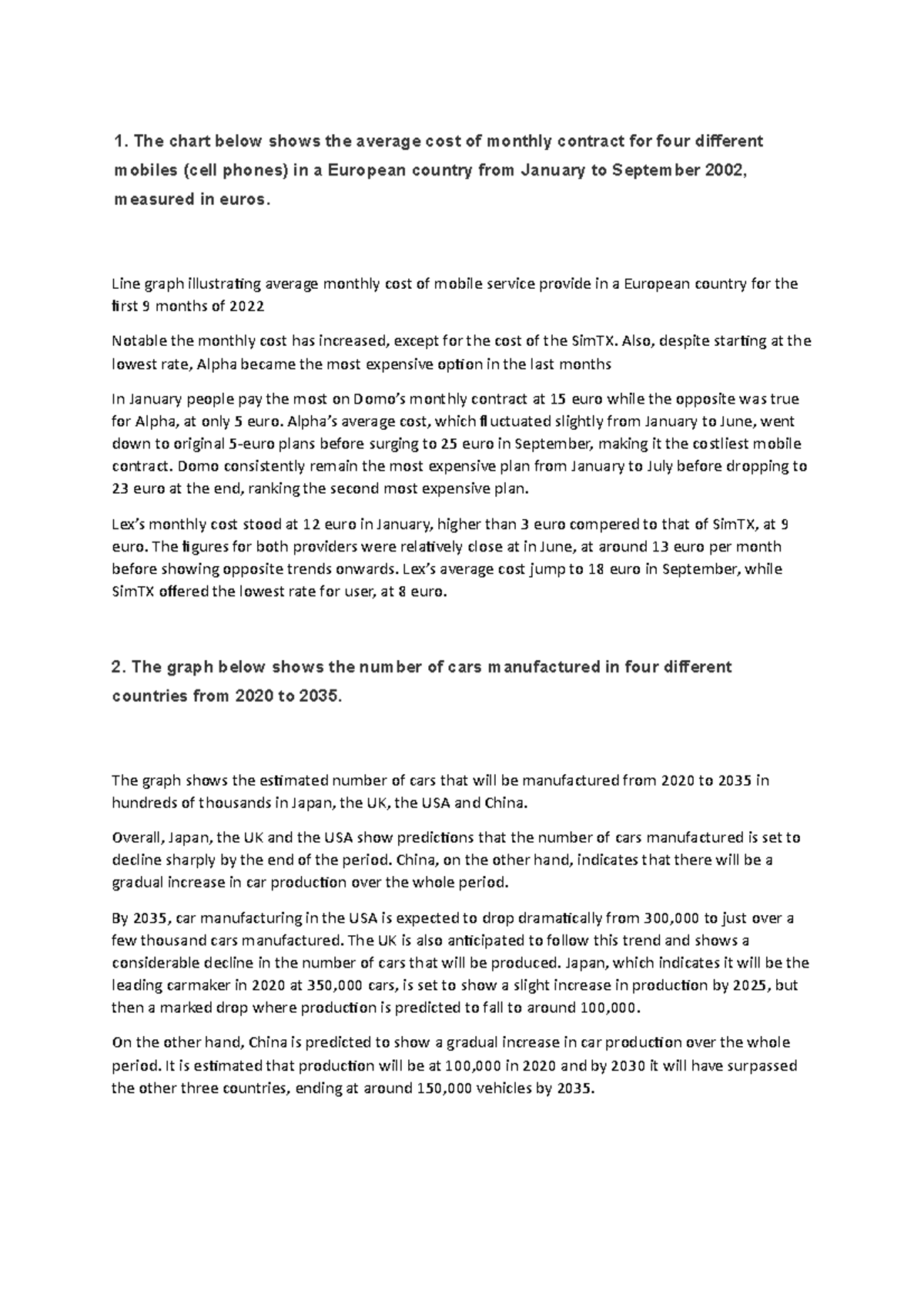 Writing11 hihi The chart below shows the average cost of monthly