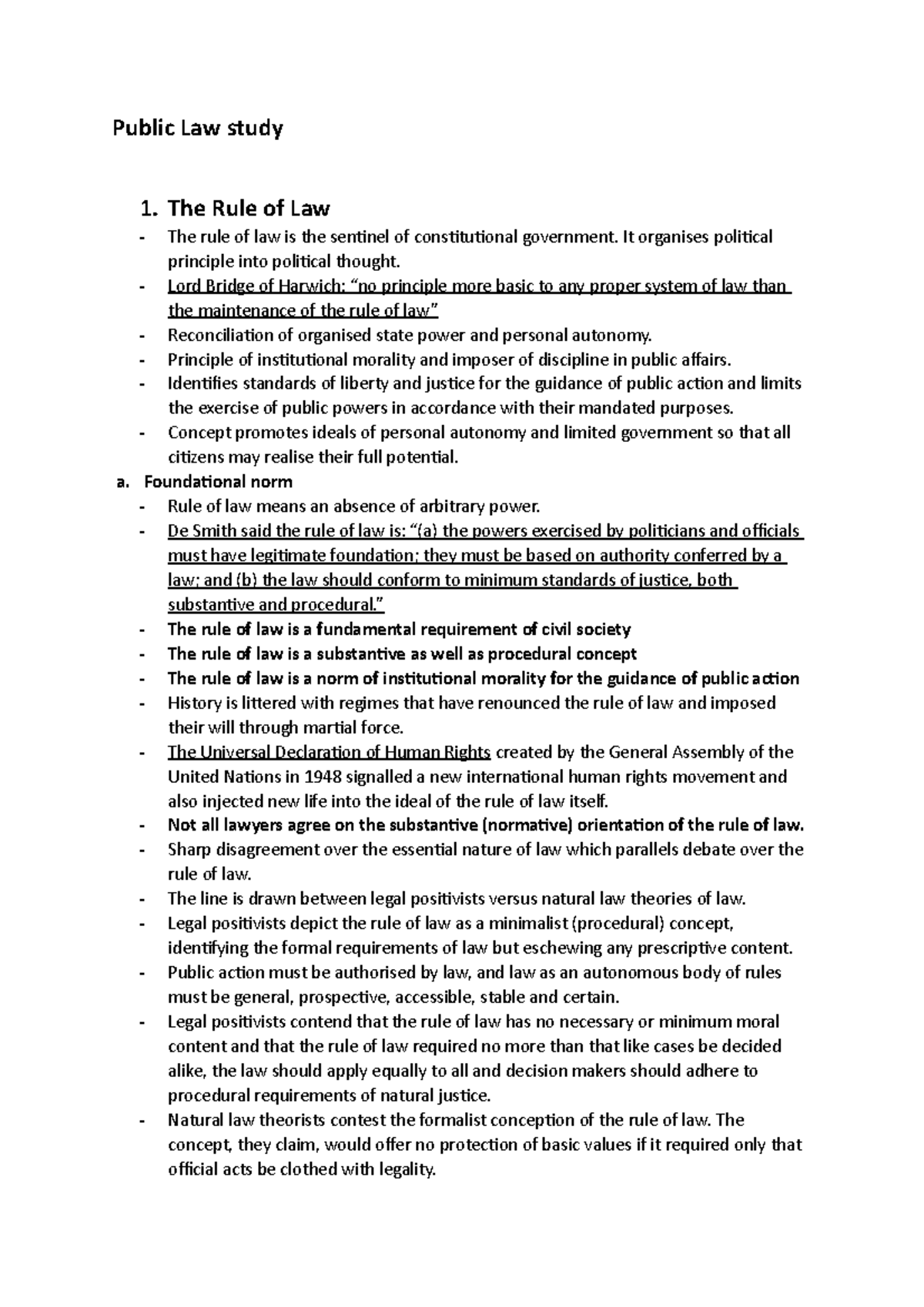 Public Law Lecture Notes Public Law Study 1 The Rule Of Law The