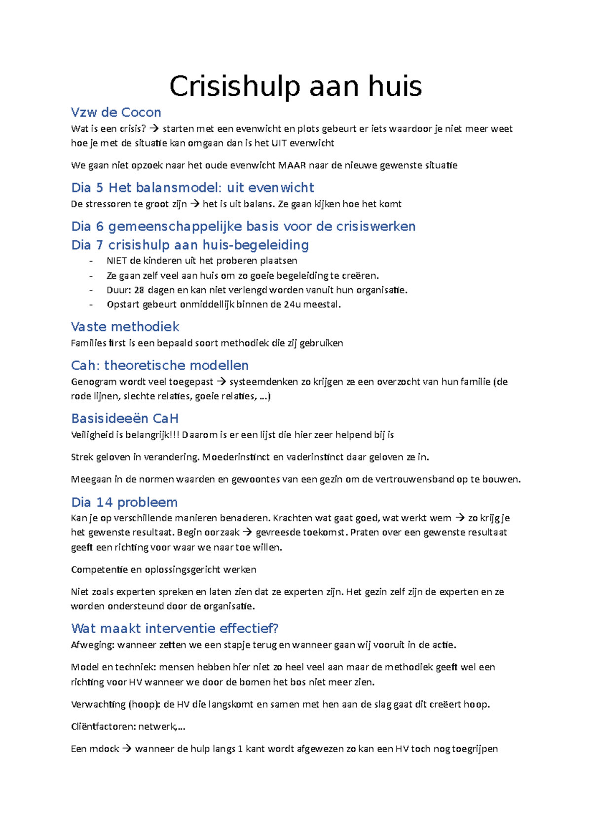 Hoorcollege 4 Crisishulp - Crisishulp Aan Huis Vzw De Cocon Wat Is Een ...