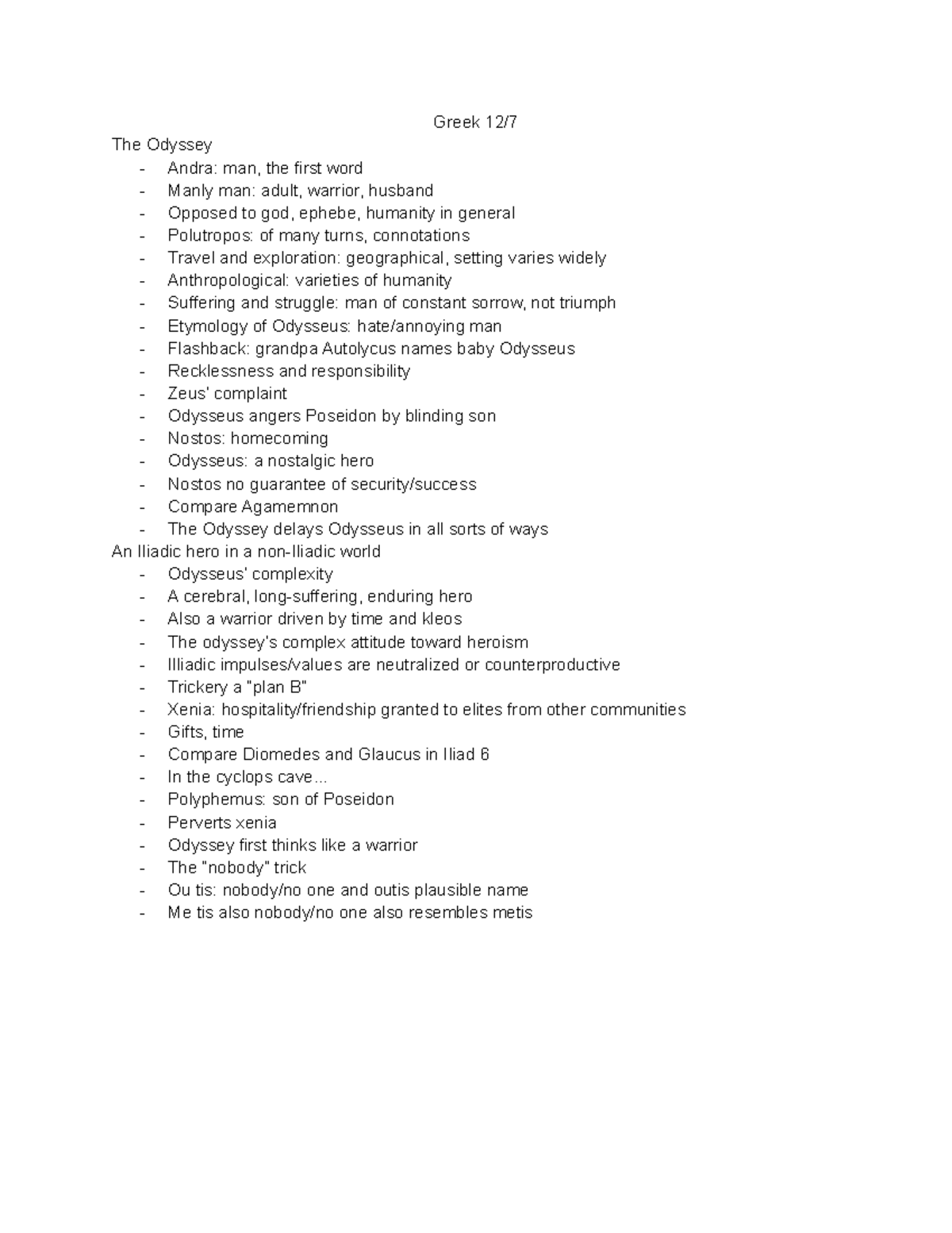 Greek 12 7 - Lecture notes for Classics 224 with Professor Wietzke ...