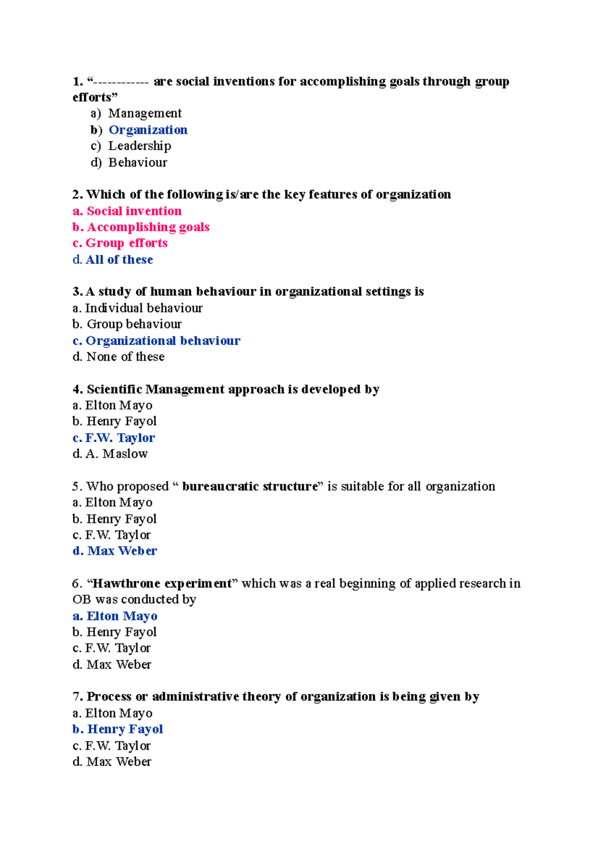 OB Practise Mcqs - Mcqs - 1. “- Are Social Inventions For Accomplishing ...