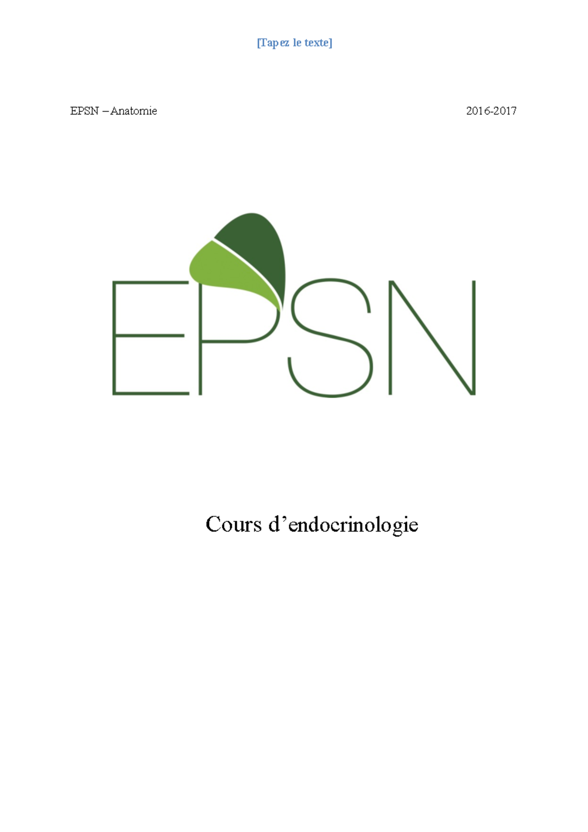 Endocrinologie-bachir - EPSN – Anatomie 2016- ! Cours d’endocrinologie ...