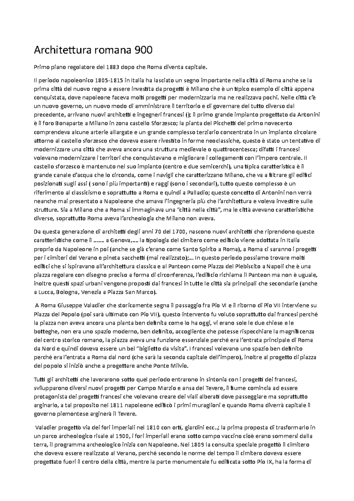 Urbanistica Roma e Italia Architetura romana 900 Primo piano