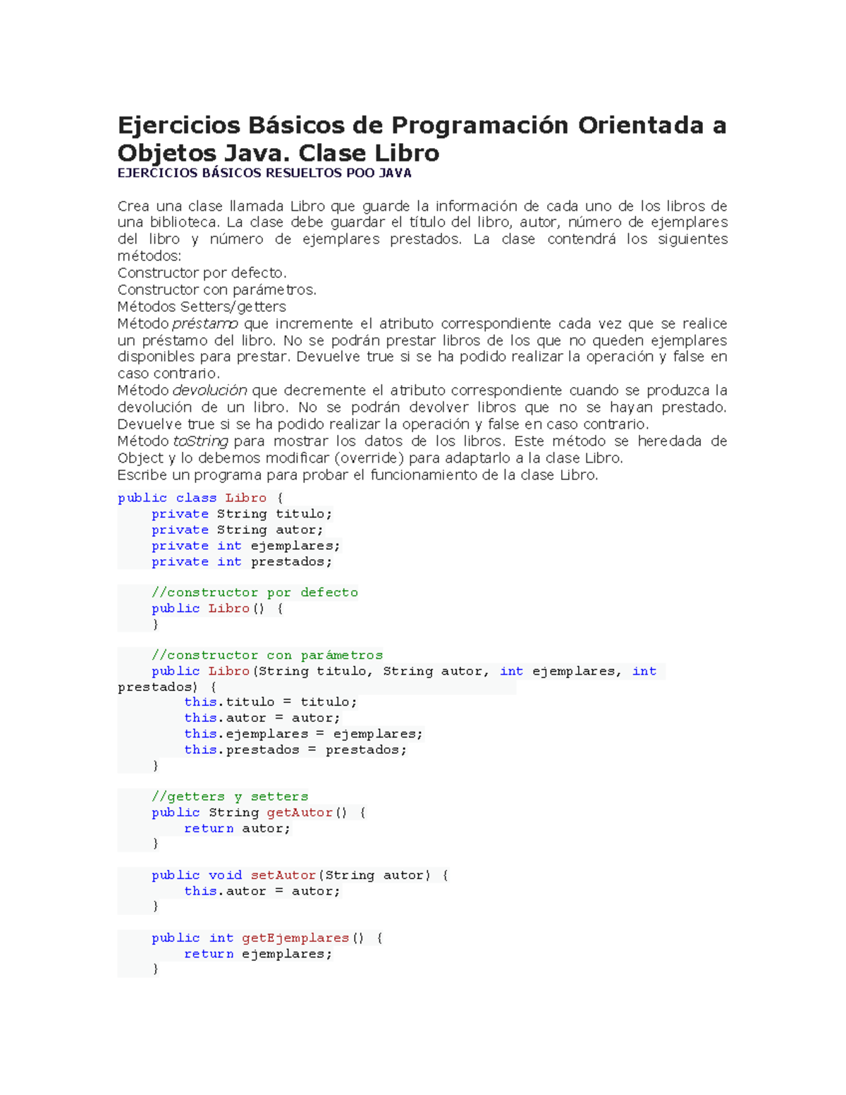 Ejercicios Básicos De Programación Orientada A Objetos Java - Clase ...