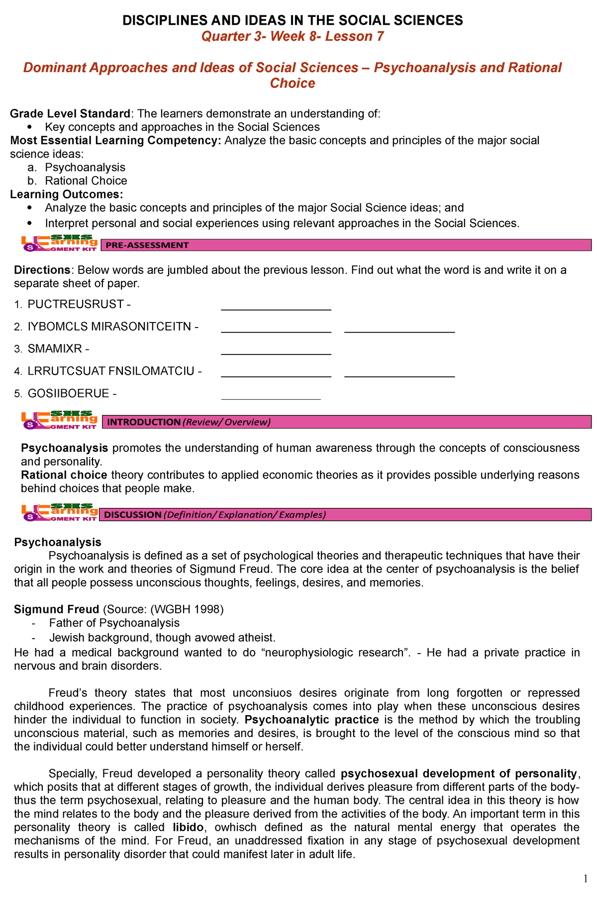 DISS Module WEEK 8 - DISCIPLINE - Directions : Below Words Are Jumbled ...