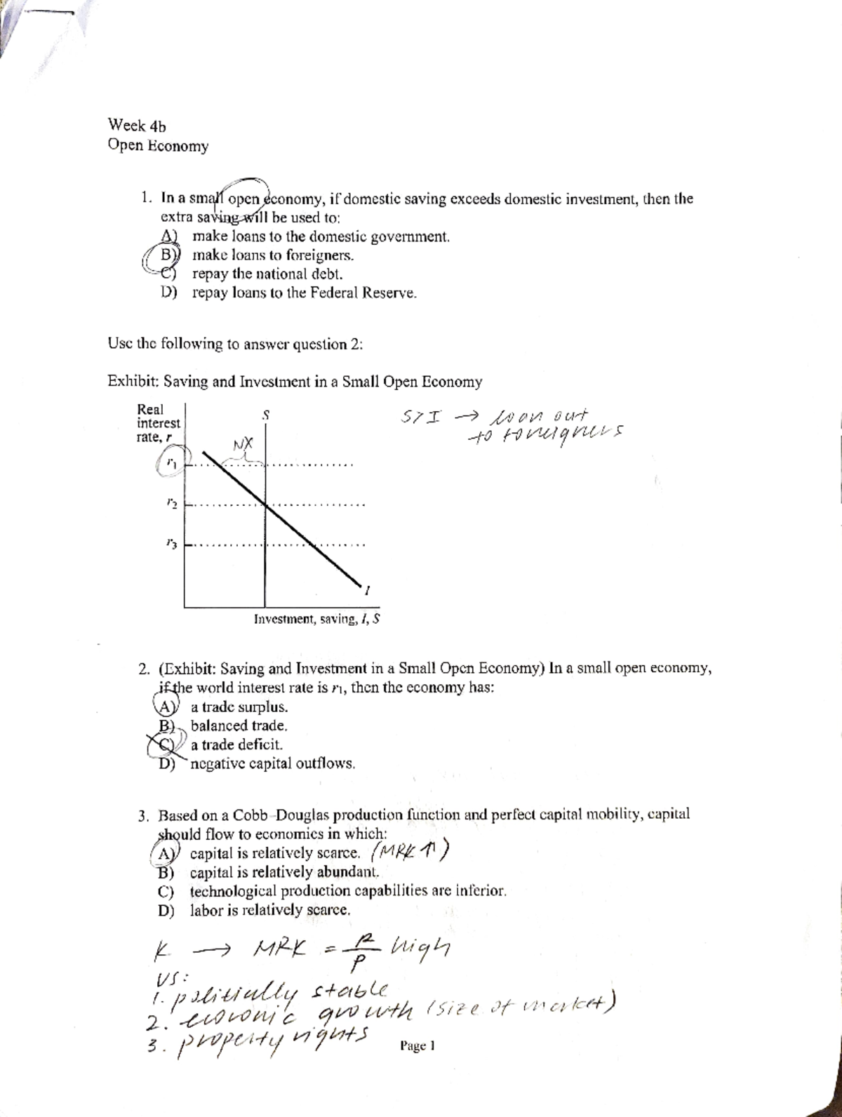 Tutorials - Completed Open Economy Tutorial prepared by Professor ...