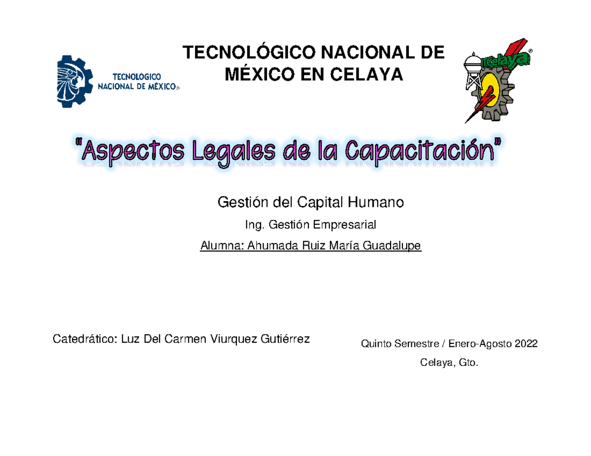 Aspectos legales de la capacitación - Catedrático: Luz Del Carmen