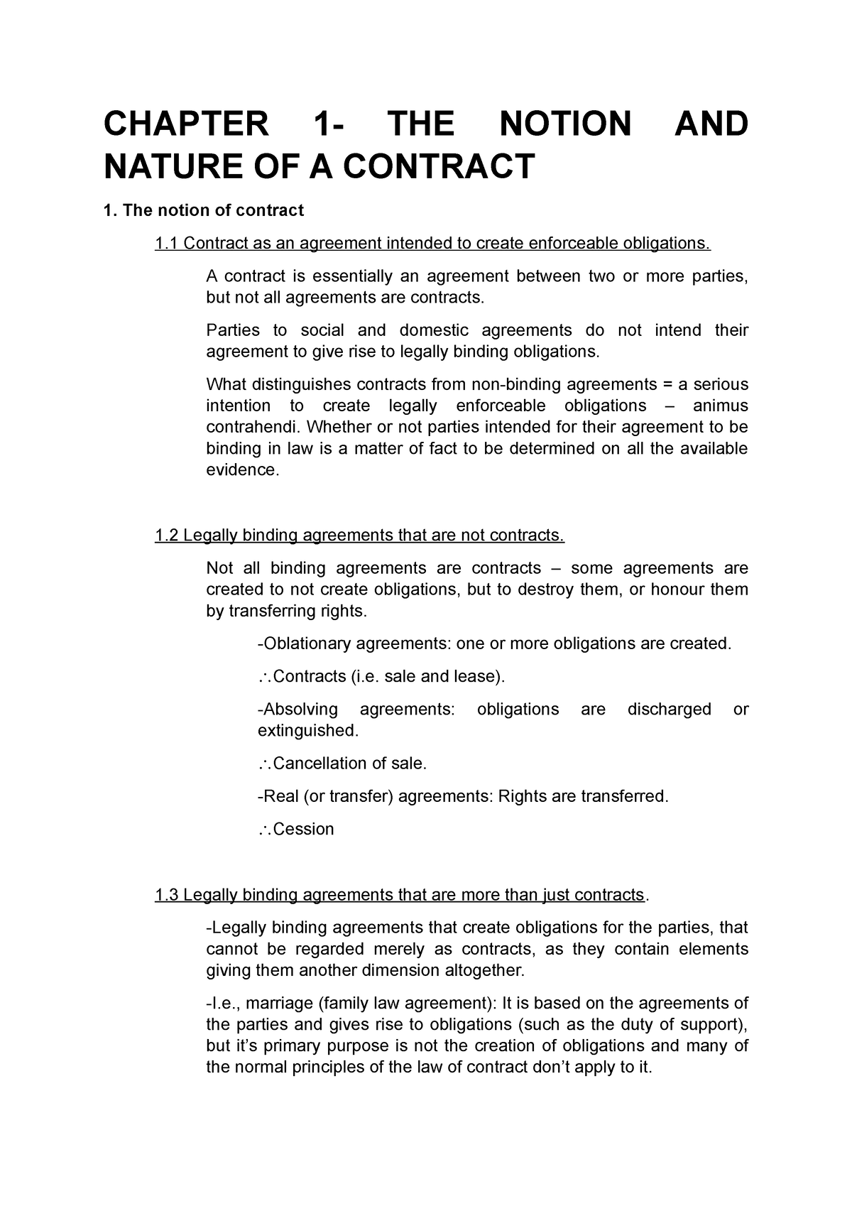 Chapter 1 Final Notes - Introduction To Law Of Contract - CHAPTER 1 ...