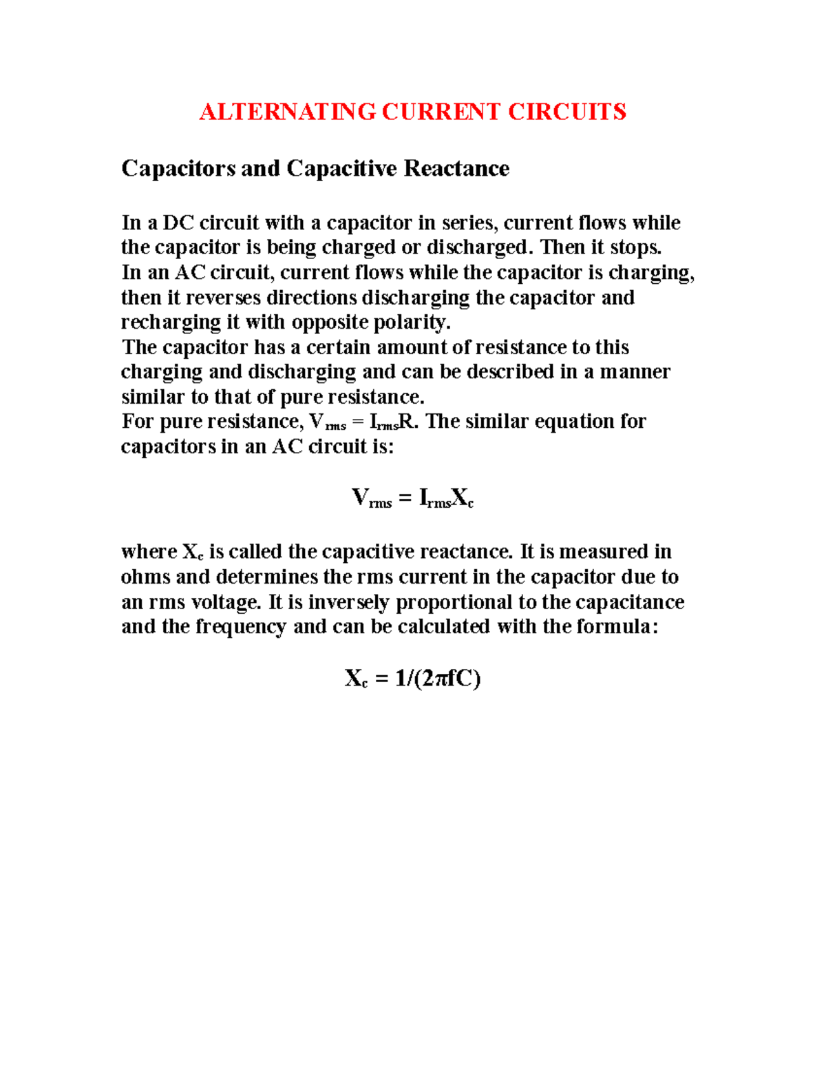 Ch23 Alternating current circuits ALTERNATING CURRENT CIRCUITS