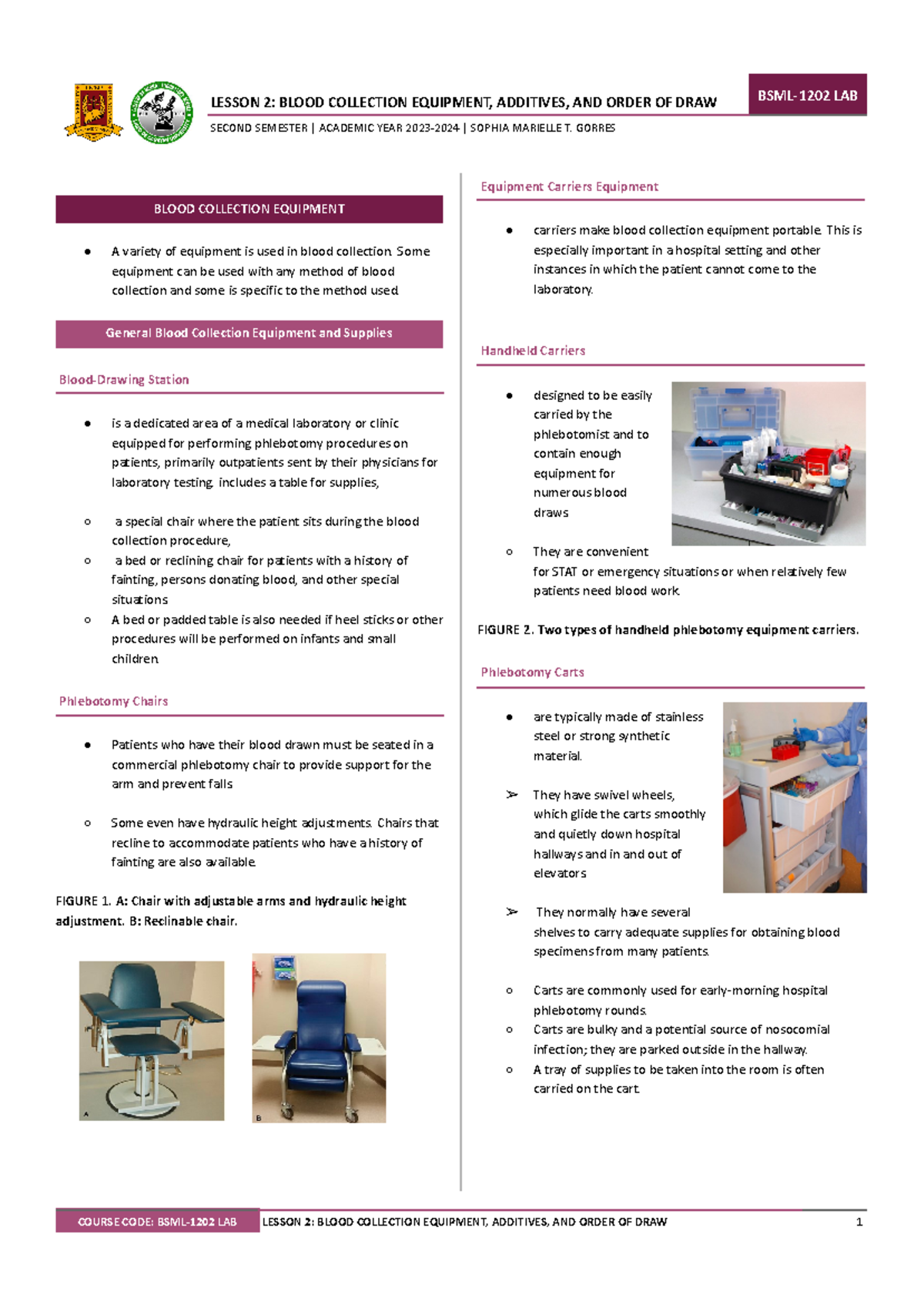 PMLS-P2 (blood collection and order of draw) - SECOND SEMESTER ...