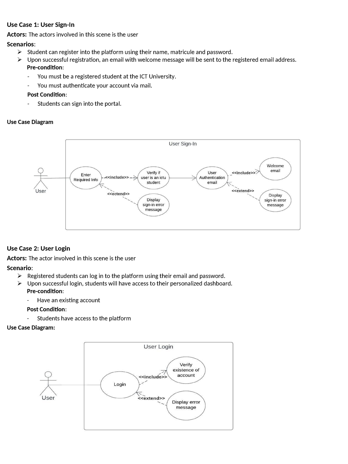 Use Cases For Lse Uml Use Case Diagrams Use Case 1 User Sign In Actors The Actors Involved 8526