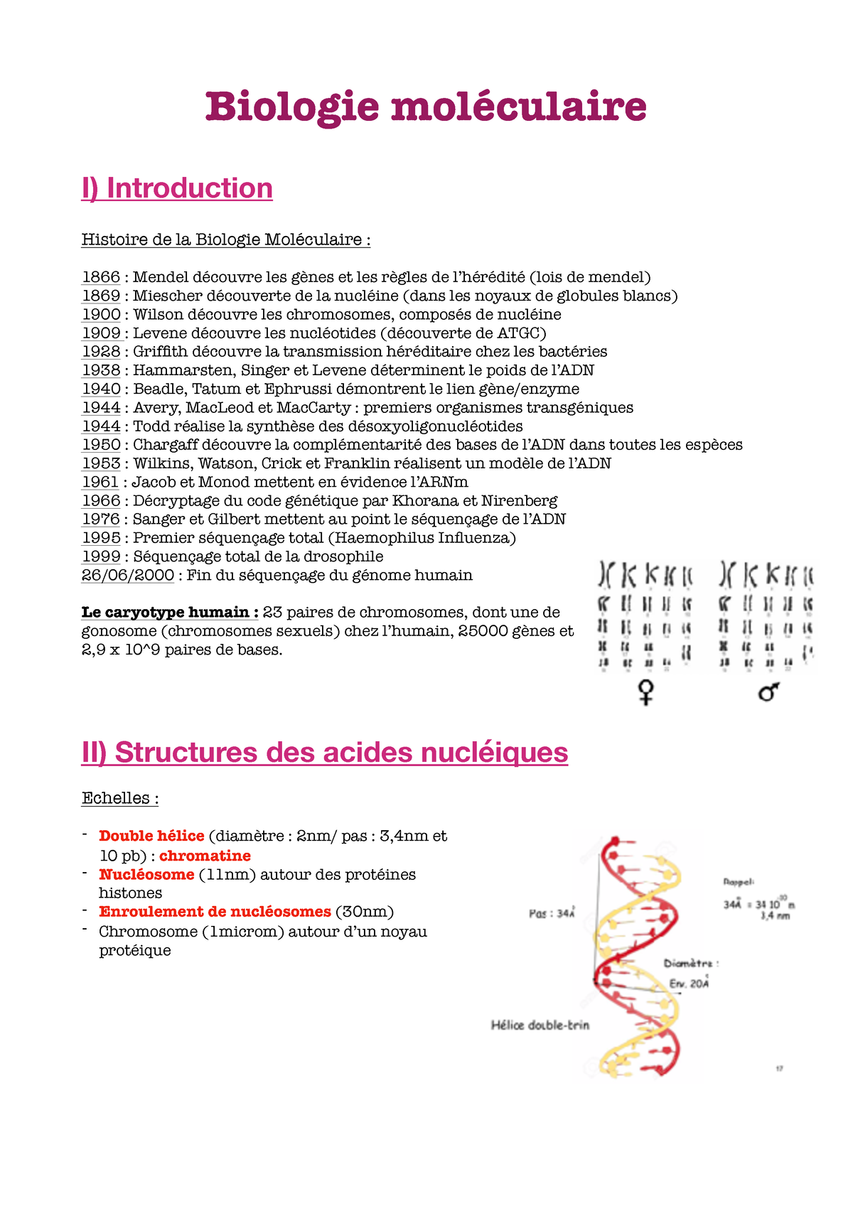 Cours Bio Mol S3 Biologie Moléculaire I Introduction Histoire De La Biologie Moléculaire 