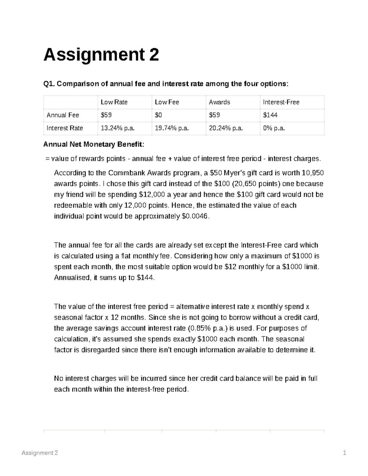 assignment in rate