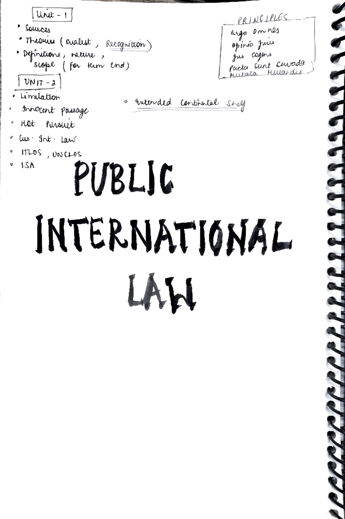 PIL - Public international law notes - Unit I PRINCIPLES sources urga ...