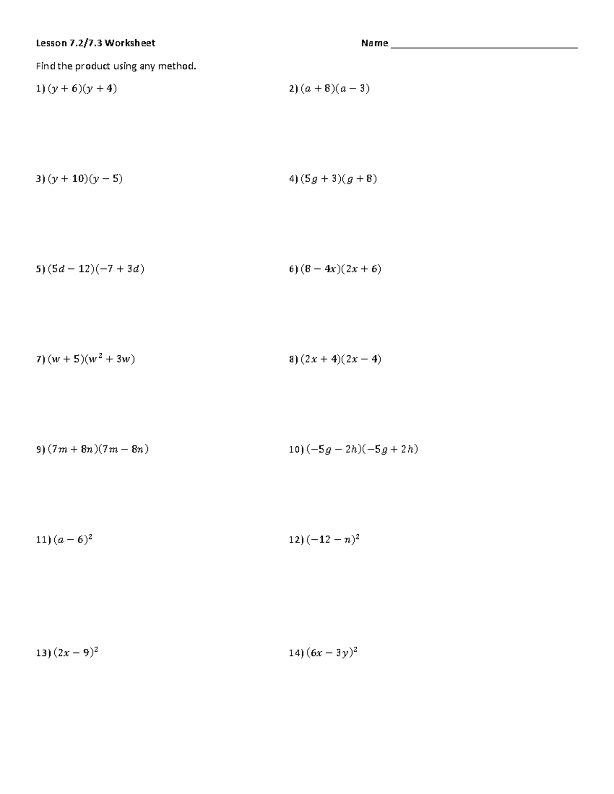 7.2 7 - math - Lesson 7.2/7 Worksheet Name ...