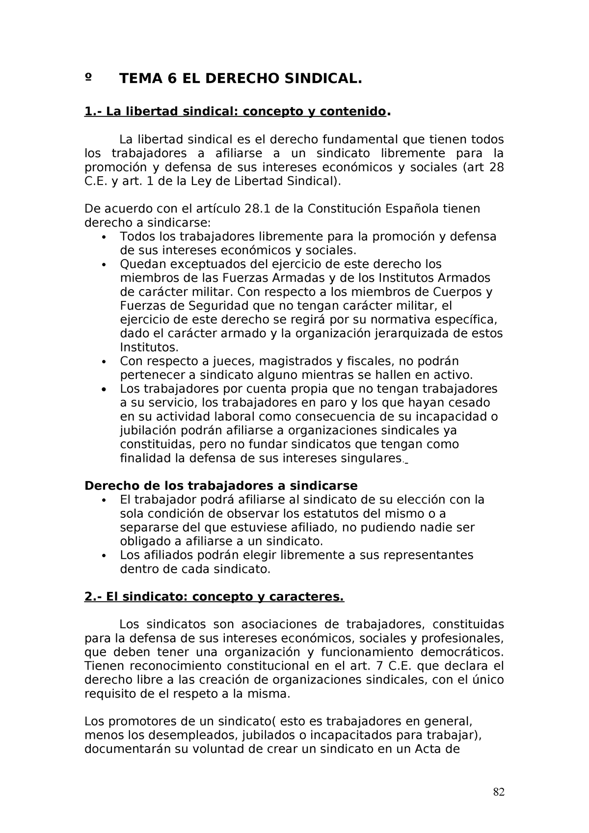 TEMA 6 - EL Derecho Sindical - º TEMA 6 EL DERECHO SINDICAL. 1.- La ...