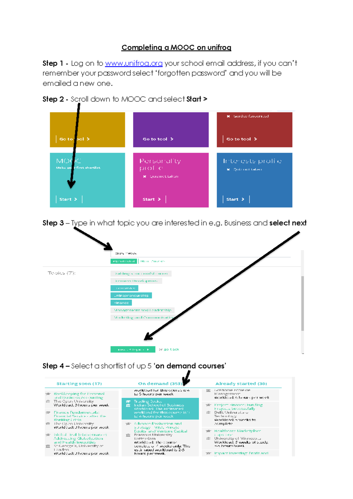 MOOC unifrog - mooc - MKT - Completing a MOOC on unifrog Step 1 - Log ...