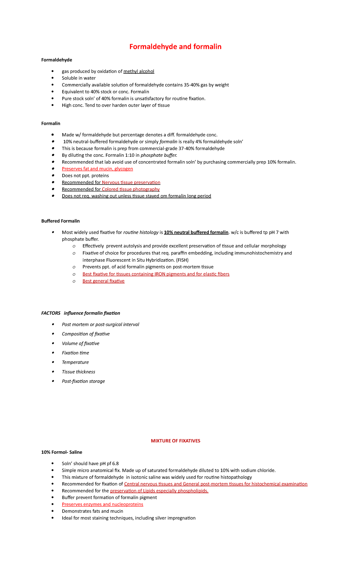 Histopath Notes - Formaldehyde and formalin Formaldehyde gas produced ...