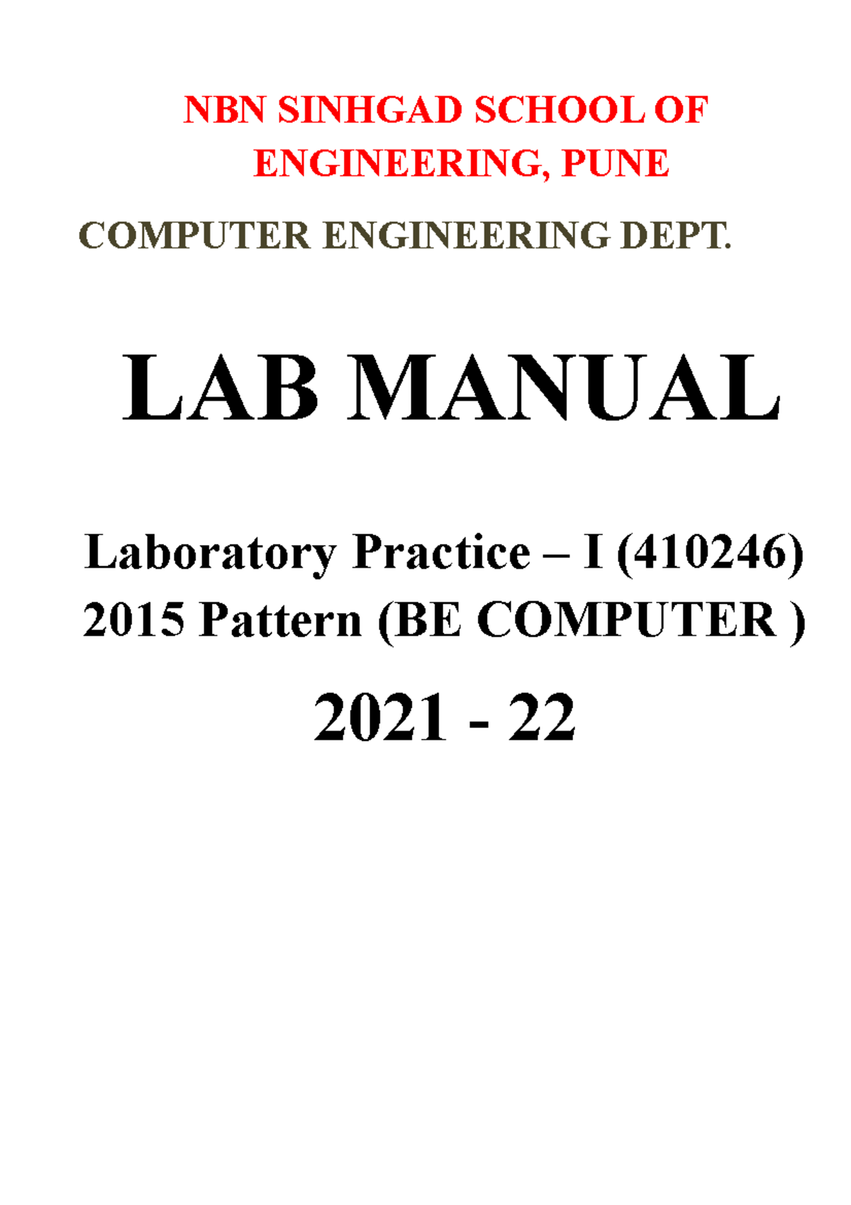Final LP1 Lab Manual lab maunal lp3 NBN SINHGAD SCHOOL OF