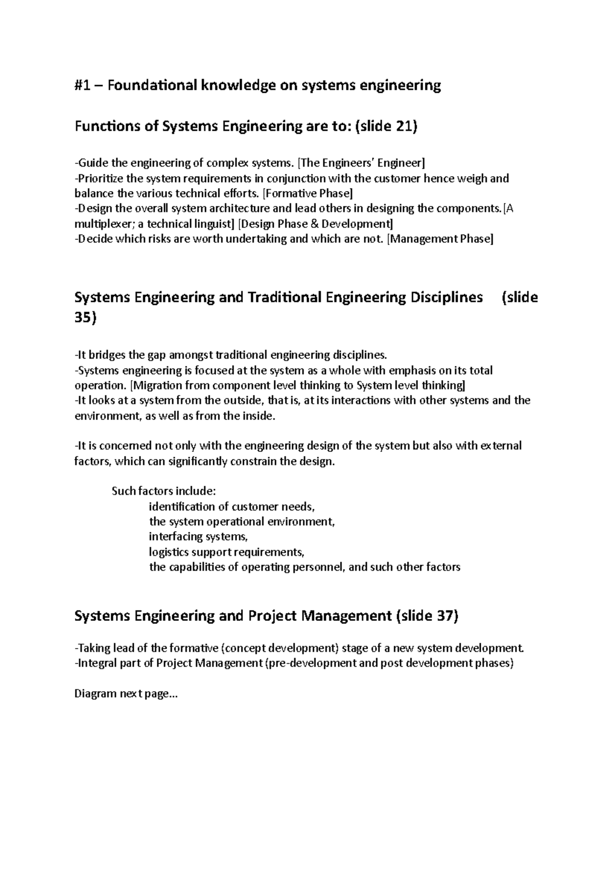 BSS Exam #1 - Summary Engineering Management - Foundational Knowledge ...