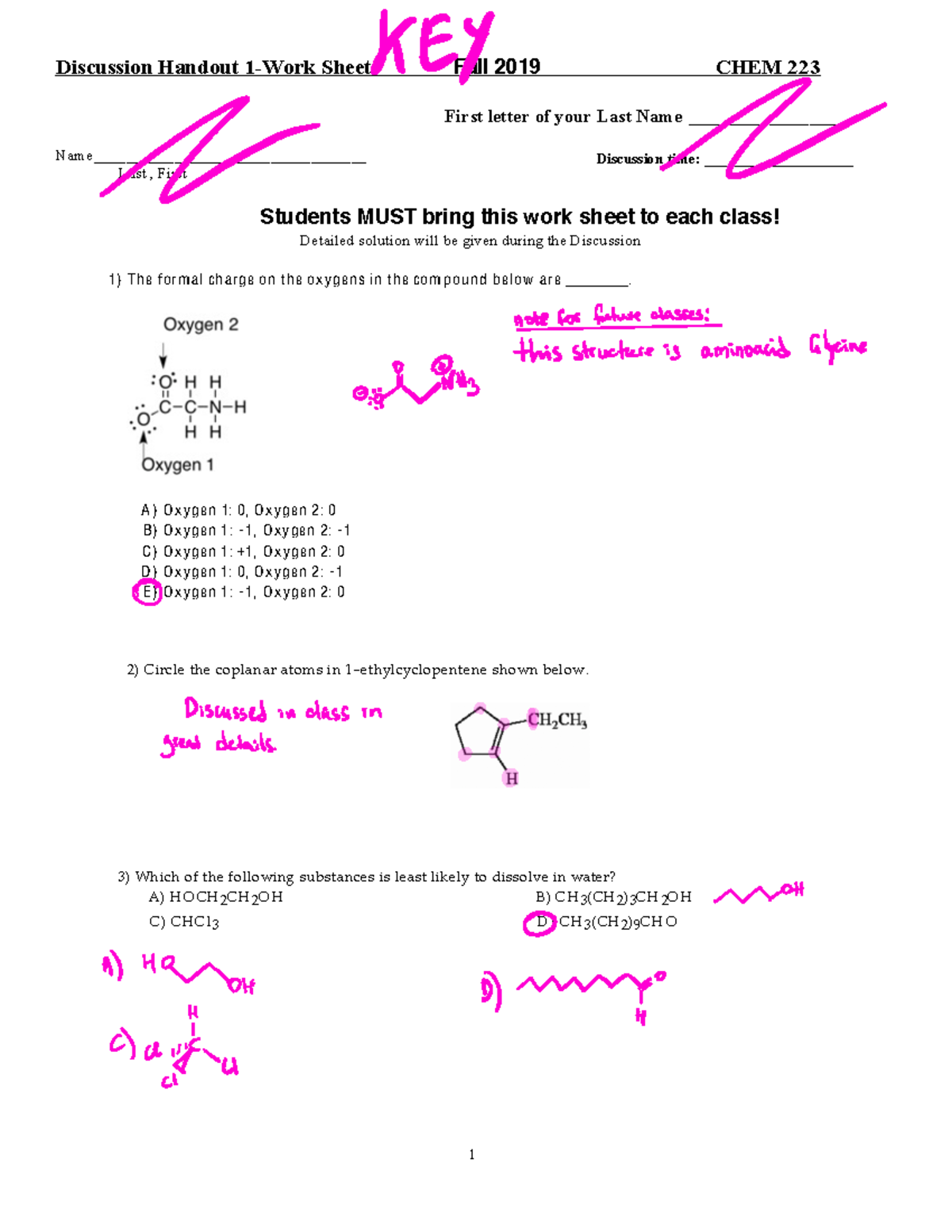 Dh1 Chem223 Fall9 Key Discussion Homework Studocu