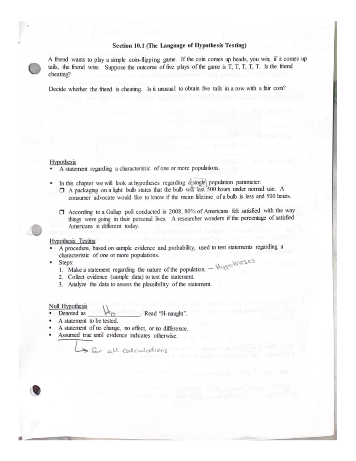 Chapter 10 Notes- Hypothesis Testing - BUS 205 - Studocu