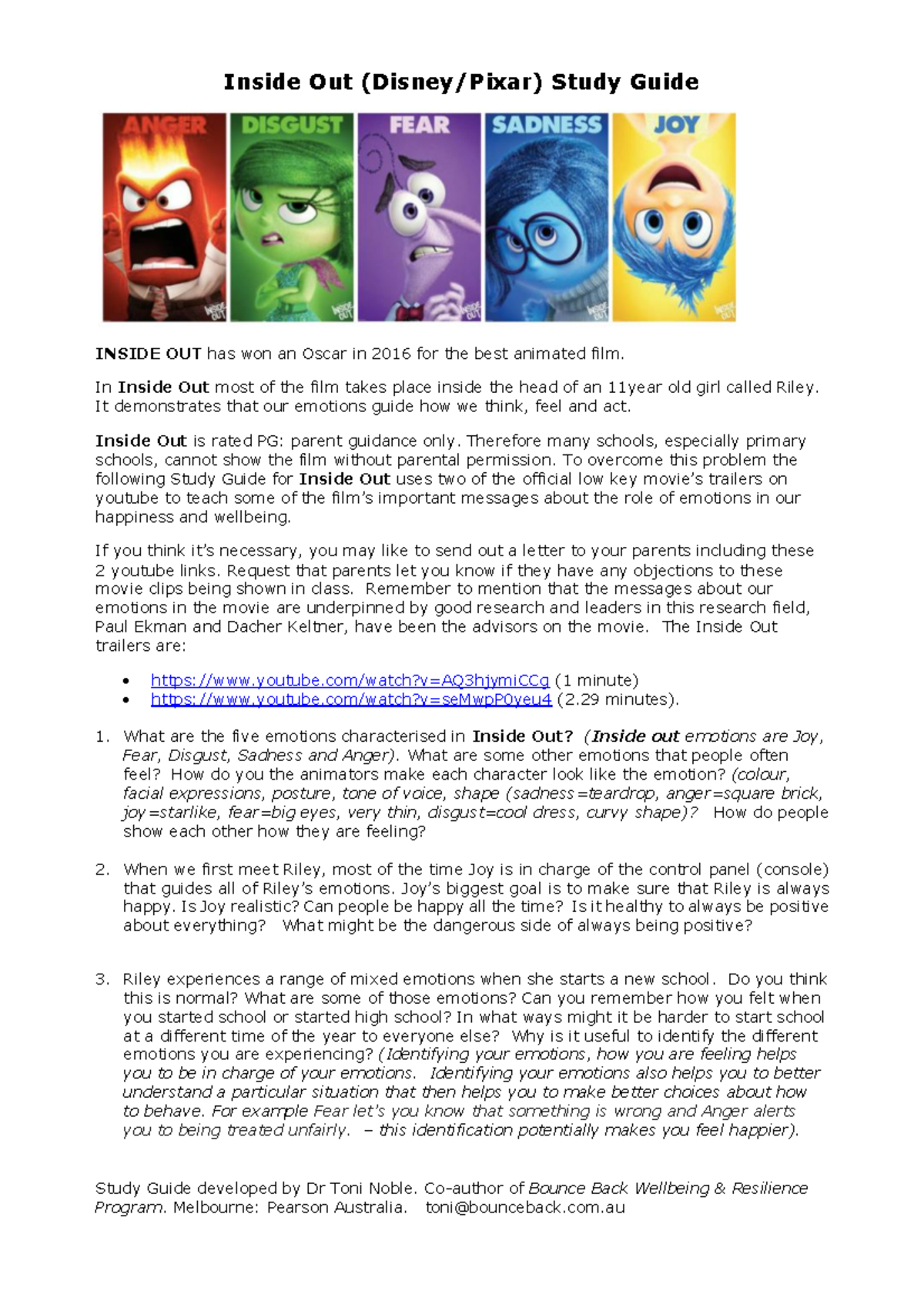 Inside Out studyguide - Idk - Study Guide developed by Dr Toni Noble ...