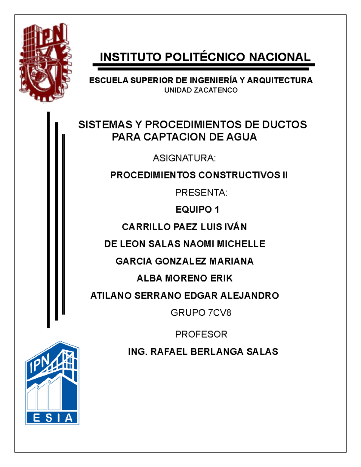 Procedimiento constructivo - INSTITUTO POLITÉCNICO NACIONAL ESCUELA ...