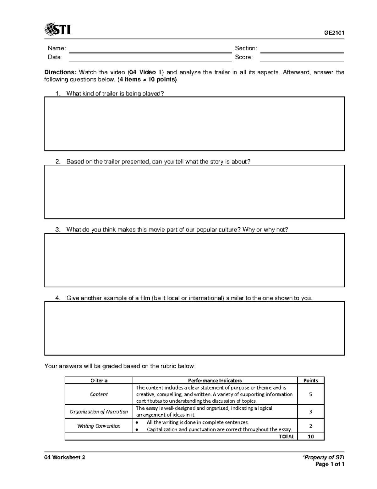 04 Worksheet 2 - pdf - GE 04 Worksheet 2 *Property of STI Page 1 of 1 ...