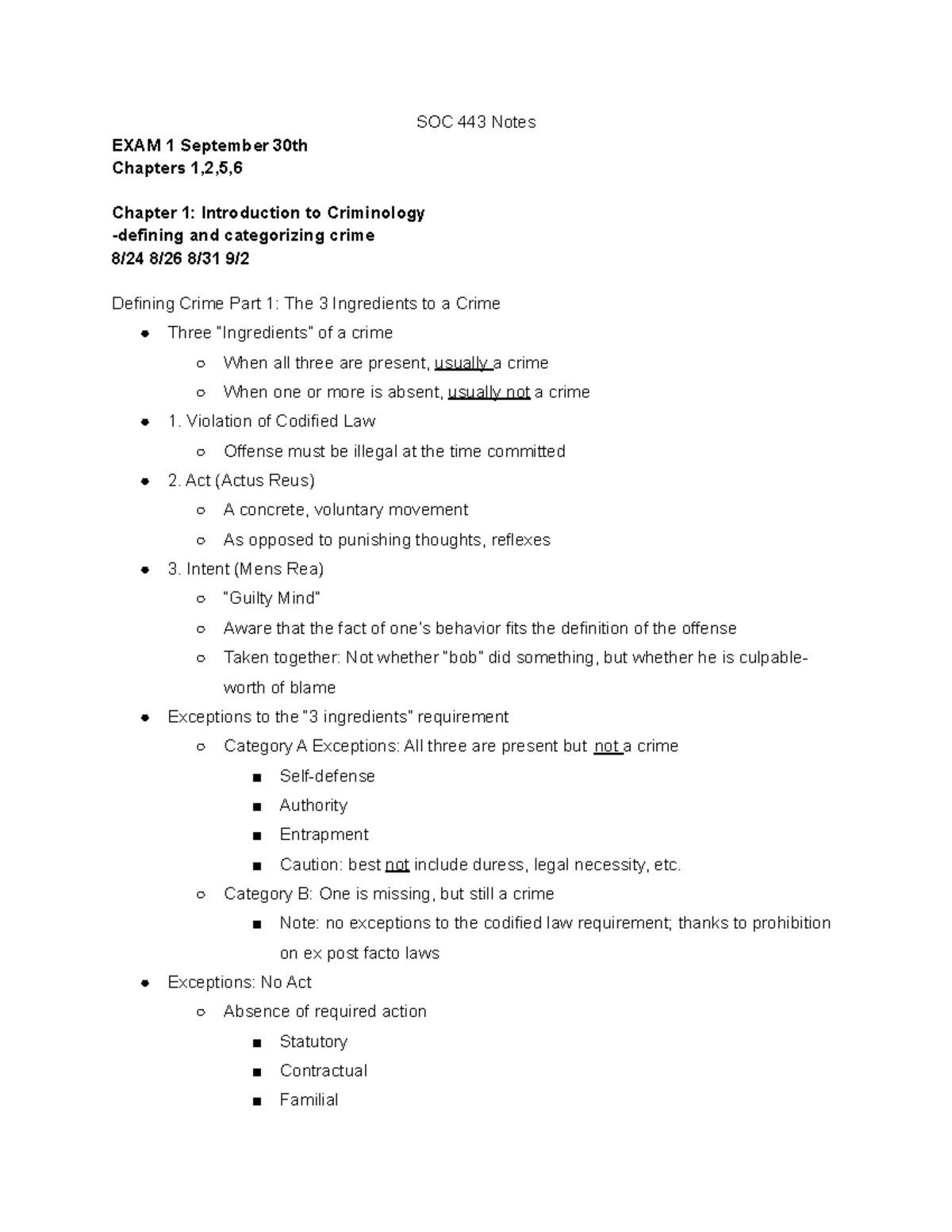 SOC 443 EXAM 1 Notes - Exam 1 Study Guide - SOC 443 Notes EXAM 1 ...
