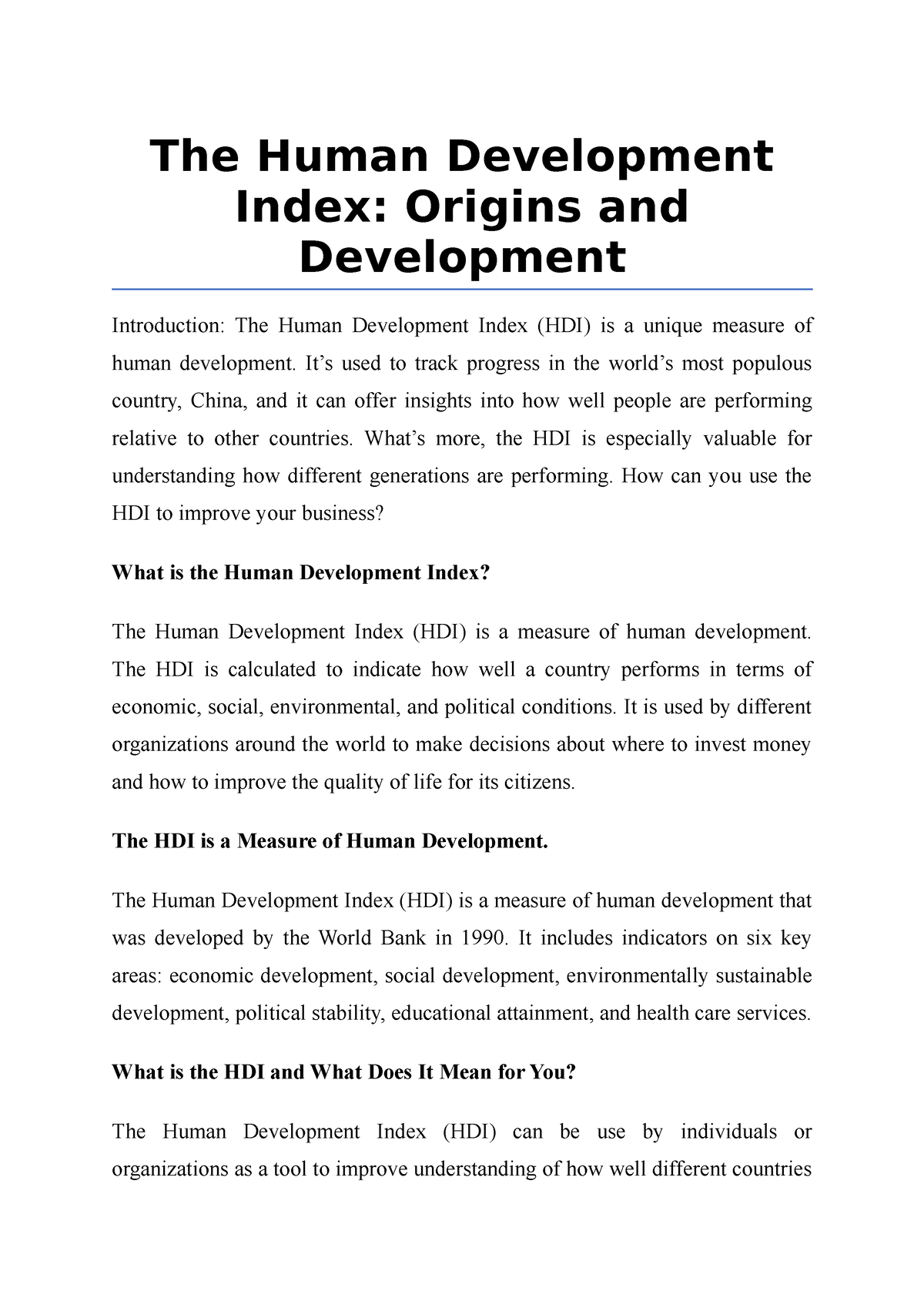 literature review on human development index